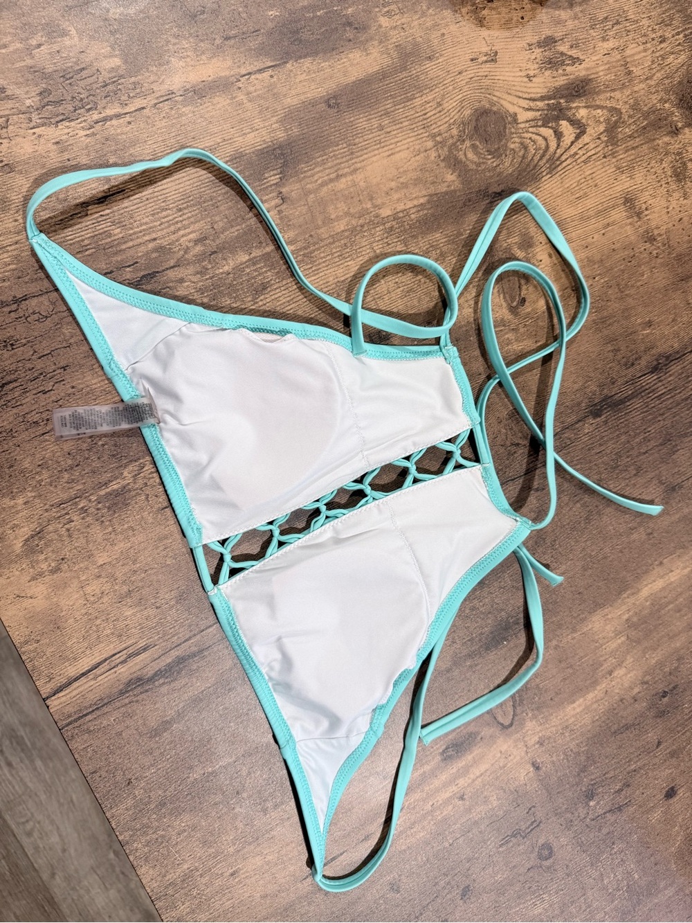 PINK Victoria's Secret Aqua One-Piece Swimsuit with Lattice Cutout - Picture 2 of 3
